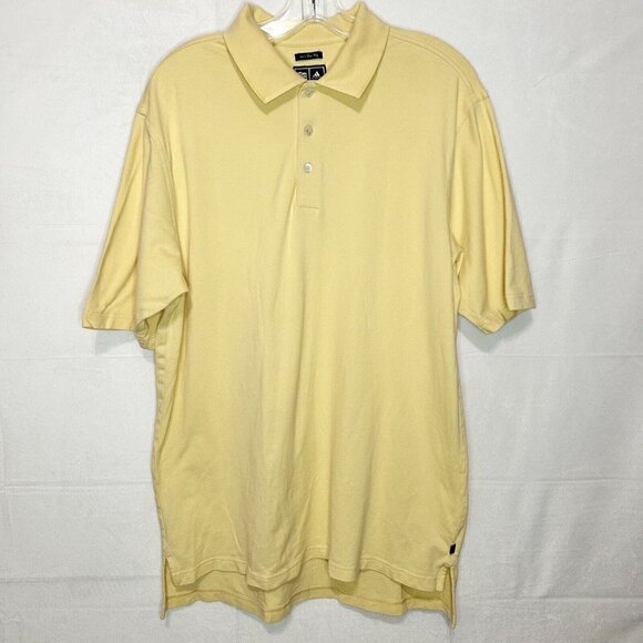 Adidas Men's Solid Yellow Short Sleeve 80's Two Ply Stretch Polo Size M - Picture 1 of 7